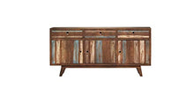 Zerone - Credenza retrò, in legno massiccio, stile vintage, con 3 cassetti, 145 x 40 x 75 cm