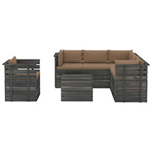 FAMIROSA Set Divani da Giardino su Pallet 7 pz con Cuscini Massello Pino-1919