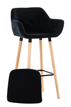 CLP Sgabello Bar Grant In Velluto Sfoderabile I Sedia Alta Cucina In Legno Di Faggio Con Cuscino Removibile, Colore:nero
