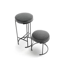 Sedia ufficio,Struttura in ferro Cuscino in tessuto grigio, seduta rotonda con piede alto Sgabello da bar Altezza piastra 75 cm (30 pollici), vernice spray nera, usata per ristoranti, bar, caffè, re