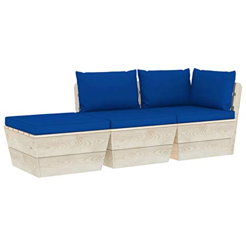 FAMIROSA Set Divani da Giardino su Pallet 3 pz con Cuscini Legno Abete-3430