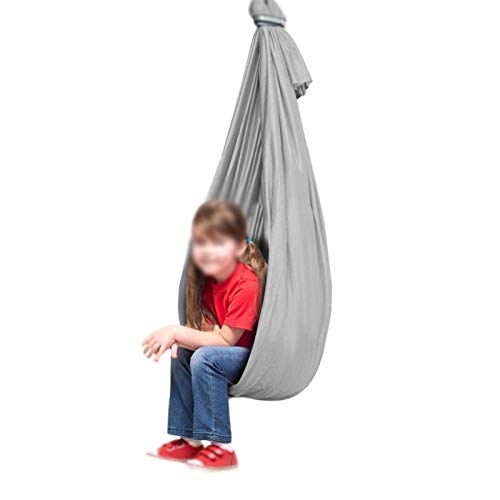 LICHUXIN Terapia Swing Hardware Incluso con Esigenze Speciali Amaca Regolabile per bambini Active Aerial Yoga Swing Ideale per Autismo ADHD (colore : argento, dimensioni: 100 x 280 cm/39 x 110in)