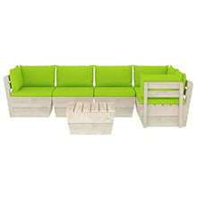 SKM Set Divani da Giardino su Pallet 6 pz con Cuscini Legno Abete (118.9kg) Verde-3575