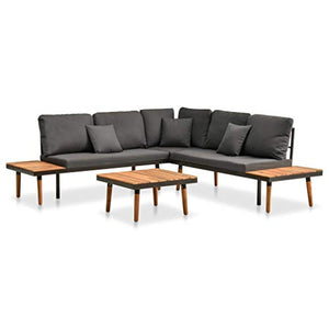 SKM Set Divani da Giardino 4 pz con Cuscini in Massello di Acacia (44.1kg)