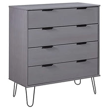 vidaXL Cassettiera Grigia 76,5x39,5x90,3 cm in Legno Massello di Pino