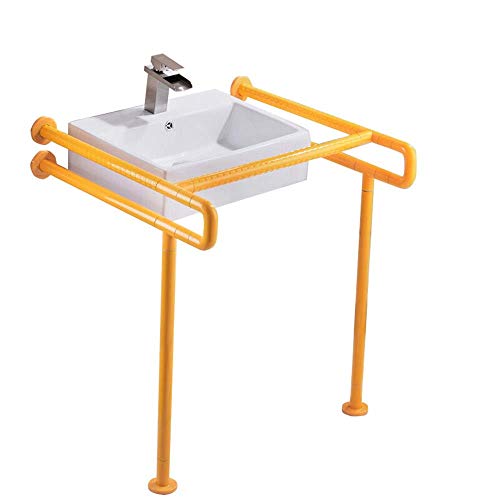 GYCS Braccioli protettivi per lavabi, braccioli Bagno Supporto di Sicurezza per Anziani disabili, Antiscivolo e anticaduta - con Gambe - Giallo
