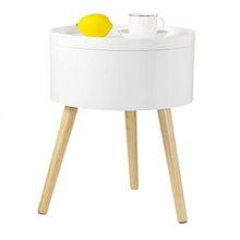 EUGAD Comodino Contenitore Tavolino per Salotto Comodini Bianco Rotondo Camera da Letto Gambe in Legno 38x38x48,5cm 0075ZZ
