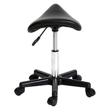 ZXYDD - Sgabello a sella con piedini piatti, girevole, regolabile, girevole, con sollevamento a gas, per parrucchieri, manicure, estetica, massaggi, spa, salone, sgabello nero