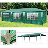 HG® Tenda a cupola per le feste, in polietilene, con staffe in acciaio, con 6 pannelli laterali e 2 ingressi, impermeabile, con 6 lati rimovibili