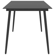FAMIROSA Tavolo da Giardino Nero 190x90x74 cm in Acciaio e Vetro-3116