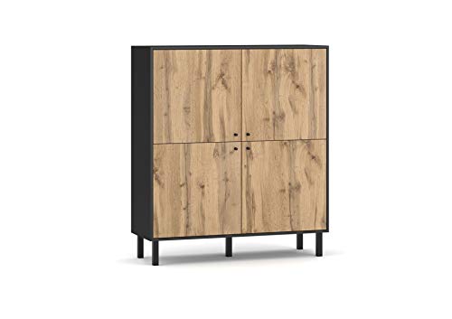 3xEliving Bewer cassettiera moderna in stile legno, 140 cm