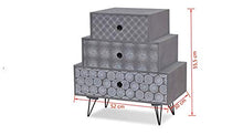 Zerone, comodino per camera da letto, armadietto laterale con 3 cassetti, per camera da letto, bagno, soggiorno, grigio, 52 x 30 x 55,5 cm