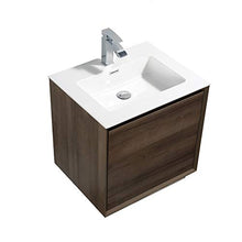 Mobile da bagno sospeso Freya 600 effetto legno - cassetto con illuminazione a LED - specchio opzionale, Specchio:Senza specchio