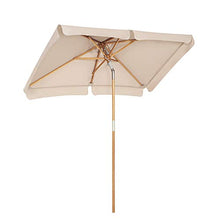 SONGMICS Ombrellone da Balcone di 2 x 1,25 m, Parasole Rettangolare Protezione UPF50+, Palo e Stecche in Legno, Inclinabile, Base Non Inclusa, per Terrazzo Giardino Patio, Tortora GPU26BR