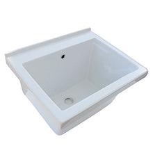 Elle emme Ci Lavatoio Ceramica 60x50 Tutta Vasca in Ceramica Bianca con tavola in Legno sifone e piletta