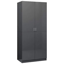 Tidyard Armadio Grigio Lucido 80x52x180 cm in Truciolato,con Un Compartimento Alto e Un'asta all'Interno