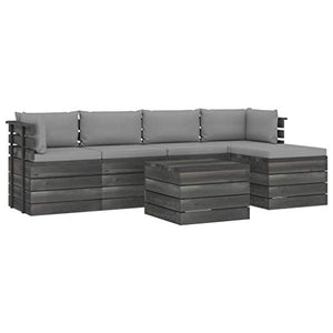 FAMIROSA Set Divani da Giardino su Pallet 6 pz con Cuscini Massello Pino-1864