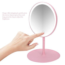 Specchio cosmetico regolabile, specchio per trucco da tavolo con ricarica USB con luce a LED e base di archiviazione per il viaggio in bagno da tavolo