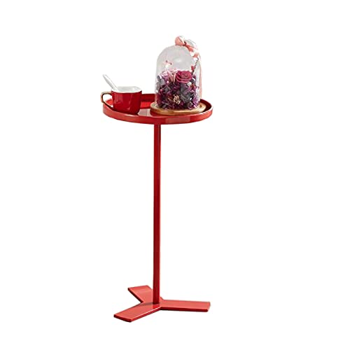 Jcnfa-Tavoli Cremagliera in Metallo, Soggiorno del Comodino Divano E Tavolino, Tavolino Rotondo Piccolo, 4 Colori(Size:11.02 * 11.02 * 22.04in,Color:Rosso)