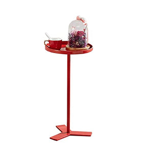 Jcnfa-Tavoli Cremagliera in Metallo, Soggiorno del Comodino Divano E Tavolino, Tavolino Rotondo Piccolo, 4 Colori(Size:11.02 * 11.02 * 22.04in,Color:Rosso)