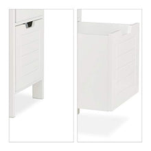 Relaxdays Mobiletto da Bagno, Armadietto a Colonna, 144 x 30 x 30 cm, 2 Cassetti, 3 Scaffali, da Terra, Rustico, Bianco