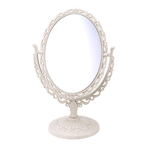 HEALLILY Da Tavolo Specchio Cosmetico Specchio per Il Trucco Double- Sided di Ingrandimento Specchio Per Il Trucco con Rotazione di 360 Gradi