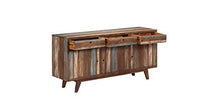 Zerone - Credenza retrò, in legno massiccio, stile vintage, con 3 cassetti, 145 x 40 x 75 cm