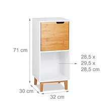 Relaxdays Mobiletto con Anta, Mobile per Soggiorno, Armadietto in Stile Scandivano, MDF e Bambù, HLP 71x32x30 cm, Bianco