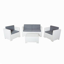 bica SALOTTO da giardino in RESINA BIANCO Mod. COLORADO Set 4 pz con cuscini
