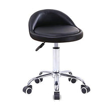KKTONER Sgabello Rotondo in Pelle PU con Schienale Regolabile Regolabile in Altezza Sedia da Lavoro Girevole con Ruote Spa (Nero)