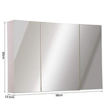 kleankin Armadietto Pensile da Bagno a Parete con Specchio a 3 Ante e Ripiani Regolabili in Legno 90x60x13.5cm
