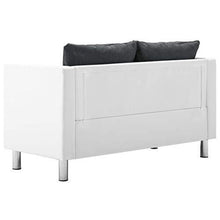 Festnight Divano a 2 Posti in Similpelle da Salotto e Soggiorno Moderno Piedini in Legno Poltroncina 115 x 60 x 67 cm Bianco e Grigio Scuro - Arredi Casa