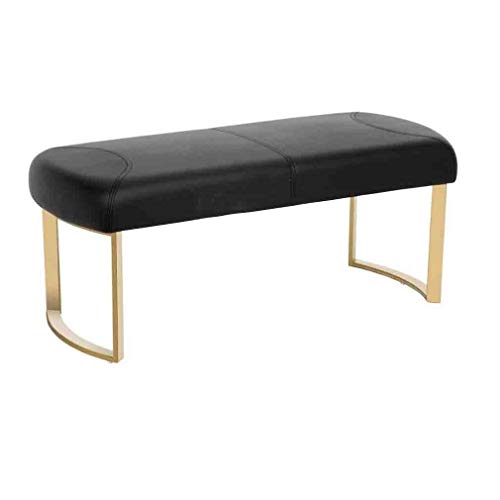 LXESWM Panca Ottomana Ottomano Banco Poggiapiedi Nordic Semplice Ferro Battuto Shoe Panchina Ecopelle Soggiorno Bedroom End Sgabello (Colore : Black, Size : 80cm)