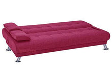 Divano letto tessuto rosso red reclinabile clic clac 3 posti 2 cuscini 181 cm - Arredi Casa