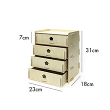 Tmpty Piccola Cassettiera da Scrivania Legno,4 Cassetti,Multifunzionale Ordinata Organizer,31×23×18 cm