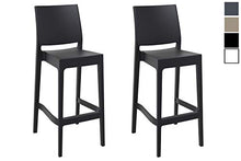 CLP Set 2 Sgabelli Bar Maya Impilabili In Polipropilene I Coppia Sedie Sgabello Alte Outdoor Con Schienale Alt 75CM, Colore:nero