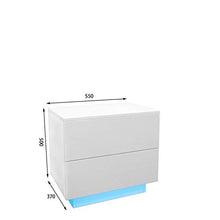YOLEO Comodino Bianco Lucido con LED (55x37x50 cm) / 2 Frontale Cassettiera in Truciolare, Comodini per Camera da Letto, Con Striscia LED, Bianco Brillante