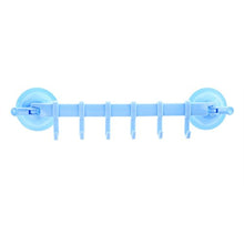 BESTONZON Porta Sacchetti in plastica Ventosa, 6 Ganci, Asciugamano Gancio Forte Ventosa Regolabile Supporto del Gancio da Parete per Bagno e Cucina (Blu)
