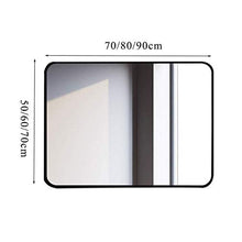 WLABCD Specchio, Bagno, a Parete, Specchio per il Trucco, Spogliatoio, Nero Metallo con Cornice con Cornice da Camera da Letto Trucco/Vanità con 3 Ganci Appesi,70X90Cm.