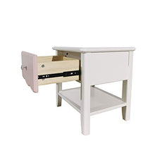 M&Z - Comodino bianco e rosa, in legno, con 1 cassetto, mobile portaoggetti, tavolo da notte, 45,7 x 35,5 x 49 cm