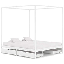 FAMIROSA Giroletto con Baldacchino 4 Cassetti Bianco in Pino 160x200 cm