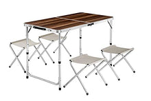 Tavolo da campeggio pieghevole con 4 sedie da giardino, 60 x 120 x 70 cm