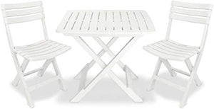Set sedie e Tavolo da Giardino Pieghevole in plastica - Camping Set (Bianco)
