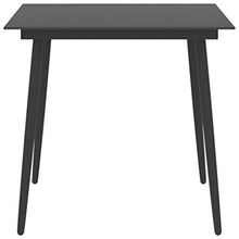 FAMIROSA Tavolo da Giardino Nero 80x80x74 cm in Acciaio e Vetro-3114