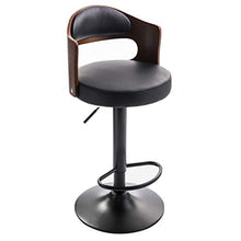 Sgabelli da Bar Regolabili in Altezza Regolabile da 60 cm a 80 cm con Schienale in Legno massello e Cuscino in Ecopelle
