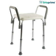 OrtoPrime - Sedia da doccia con schienale estraibile | Sgabello da bagno ortopedico per adulti e bambini | Braccioli imbottiti | Altezza regolabile 6 posizioni | Seduta comoda e sicura