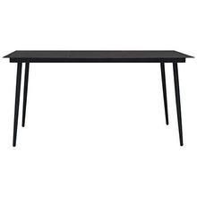 Tidyard Tavolo da Giardino Nero 190x90x74 cm in Acciaio e Vetro,Gambe a Punta in Acciaio