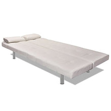 Festnight Adjustable Bed Sofa with Two Pillows Divano Letto Regolabile in Ecopelle/Similpelle/Pelle Artificiale con Due Cuscini da Soggiorno 168 x 77 x 64 cm Bianco/Nero