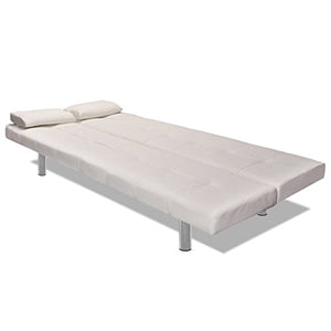Festnight Adjustable Bed Sofa with Two Pillows Divano Letto Regolabile in Ecopelle/Similpelle/Pelle Artificiale con Due Cuscini da Soggiorno 168 x 77 x 64 cm Bianco/Nero