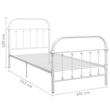 mewmewcat Struttura in Metallo Bianco Struttura Famiglia Pratico giroletto, Camera da Letto in Stile Moderno giroletto in Metallo 213 x 101 x 109 cm (Lunghezza x Larghezza x Altezza)
